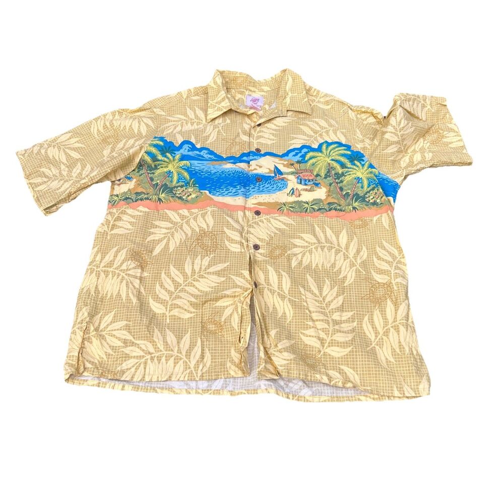 Trader Joes Shirt Mens XL Yellow Hawaiian Surf Board Reyn Spooner 2008 RARE